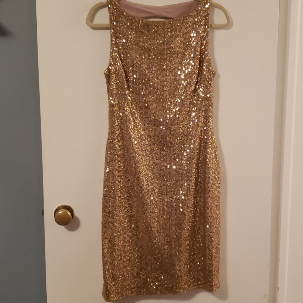 NWT Gold Sequined Lauren Ralph Lauren Dress